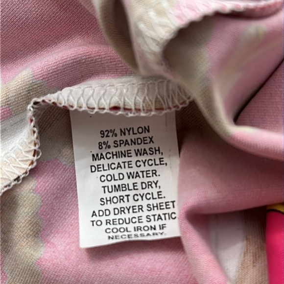 New Women’s Barbara Gerwit Nylon & Spandex 3/4 Sleeve Pink & Gold Dress Size S - Picture 10 of 10